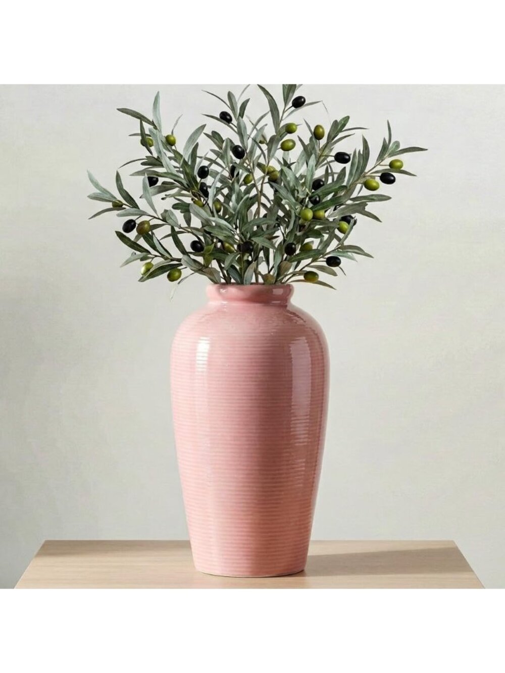 11 Inch Large Pink Rustic Farmhouse Ceramic Pottery Vase Pampas Grass Home Deco